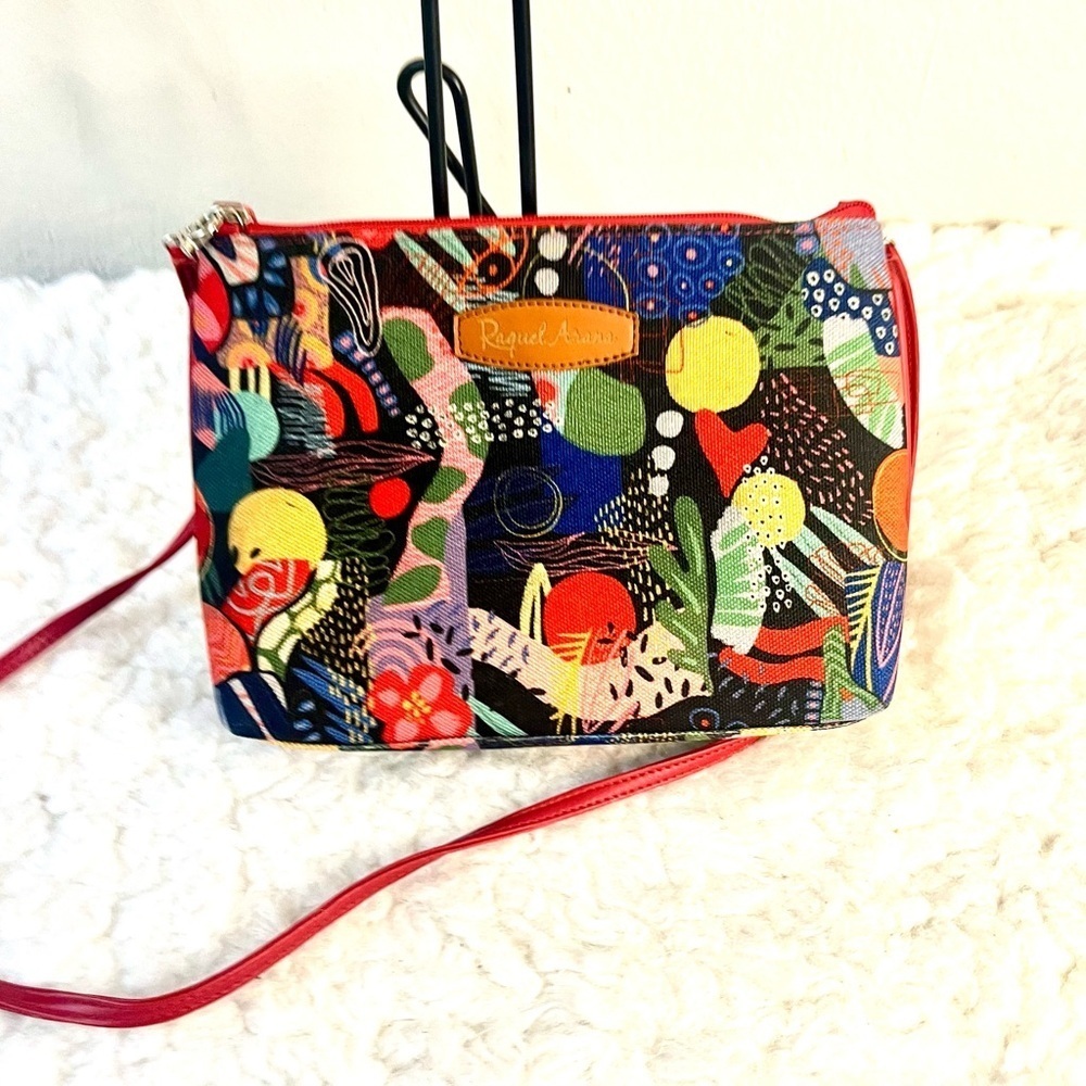 Raquel Arana Colorful Artistic Crossbody Bag Purse with matching wallet